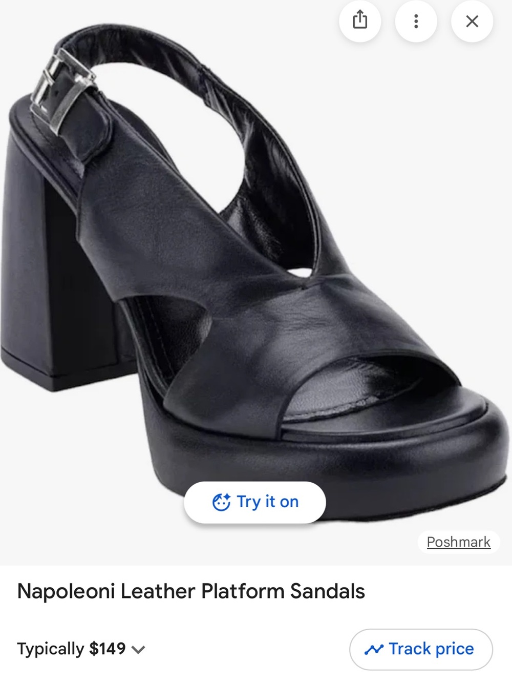 Napoleoni Black Leather Platform Slingback Sandals Size 37